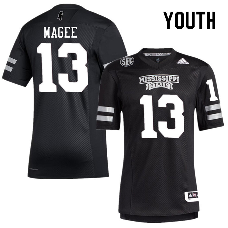 Youth #13 Sanfrisco Magee Mississippi State Bulldogs College Football Jerseys Stitched-Black